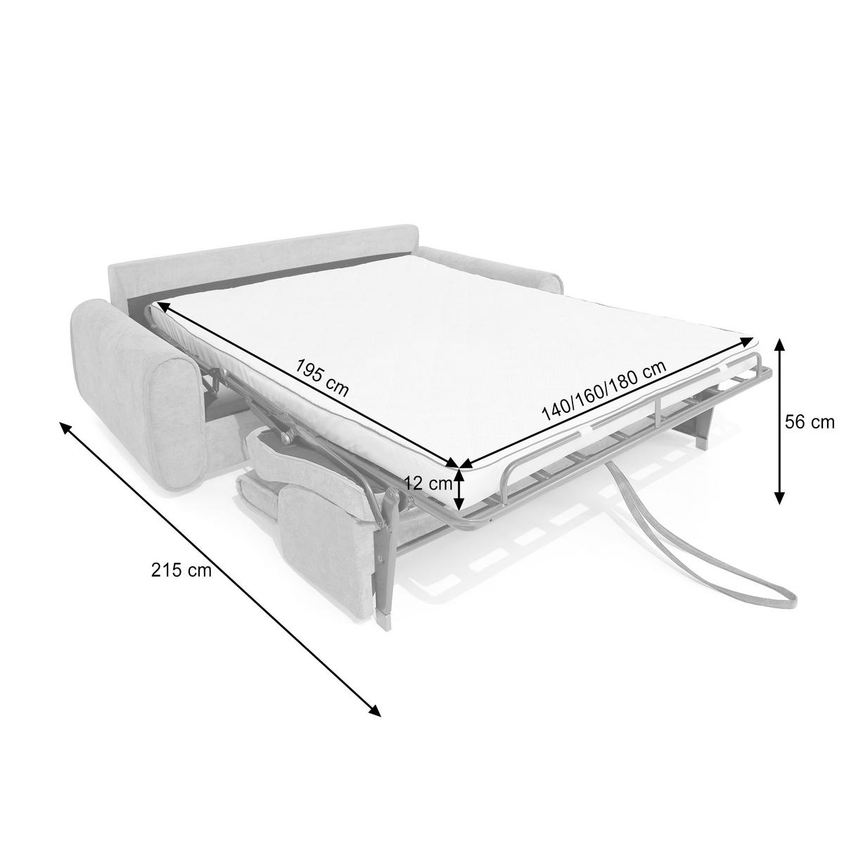SCHLAFSOFA Pavarti mit italienischem Gestell, 180x195, Schwarz - Schwarz, Holzwerkstoff/Textil (234/88/100cm) - Beautysofa