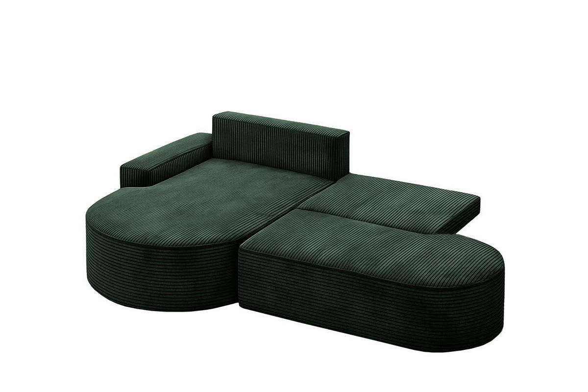 ECKSOFA mit Schlaffunktion und Bettkasten Modena Runden stoff Poso Grün Links - Grün, Holz/Textil (179/278cm) - Kaiser Möbel