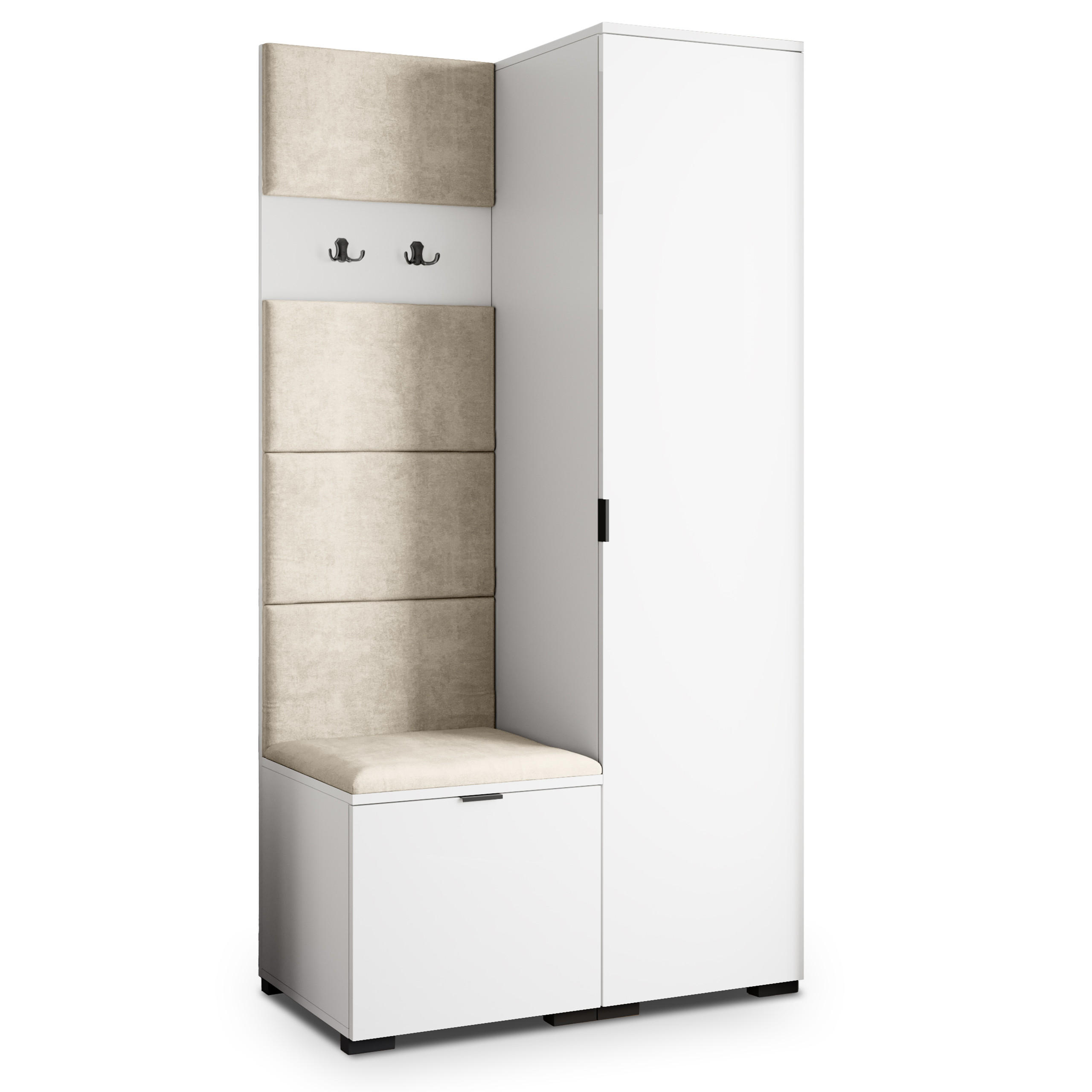 Masseno Garderobenschrank Weiß, Beige 95x181x51 cm