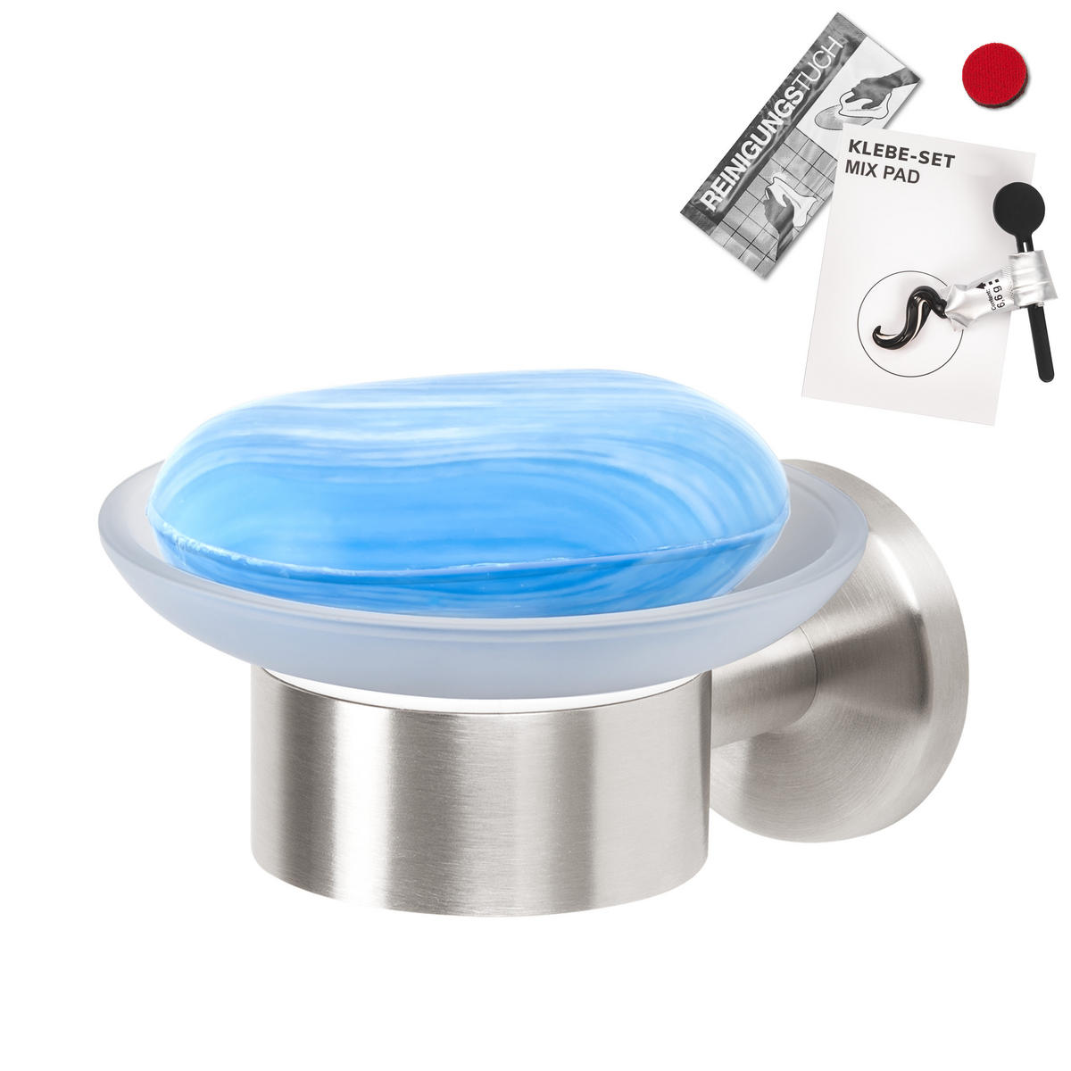 SEIFENSCHALE PIAZZA Edelstahl, inkl. Klebeset - Edelstahlfarben, Metall (13/11/6.5cm) - bremermann