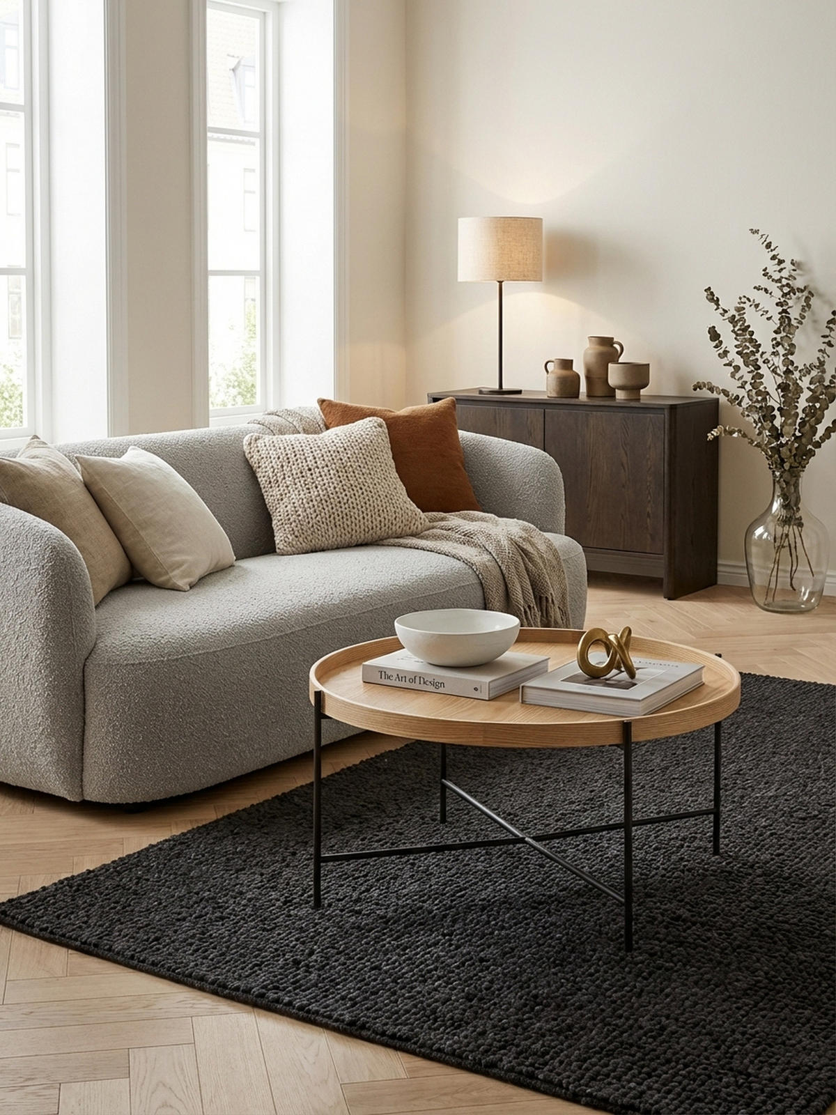 COUCHTISCH Eichenholz Furnier mit stabilem Metallgestell, Modernes zeitloses Design - Schwarz/Braun, Holz/Metall (78/78/40cm) - KADIMA DESIGN