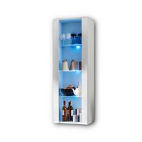 VITRINE TIVOLI, Weiß + Weiß, LED Blau - Weiß, Glas/Holzwerkstoff (55/159/35cm) - Komodee