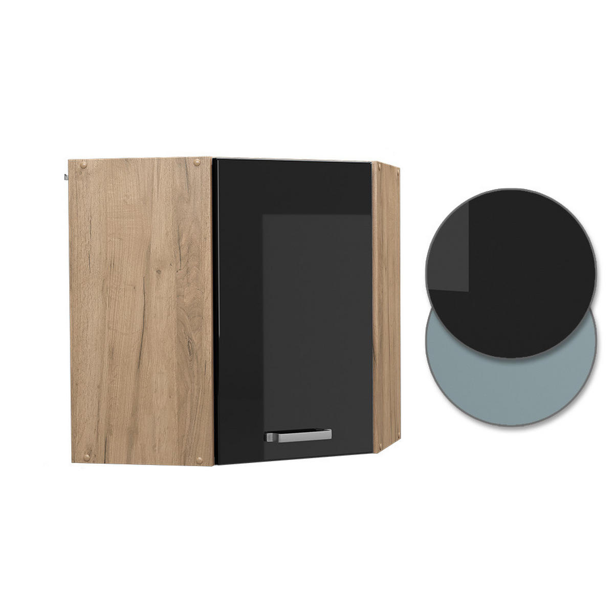 ECKHÄNGESCHRANK R-Line Schwarz Hochglanz 57 cm - Honigeiche/Schwarz Hochglanz, Holzwerkstoff (57/60/34.1cm) - Vicco