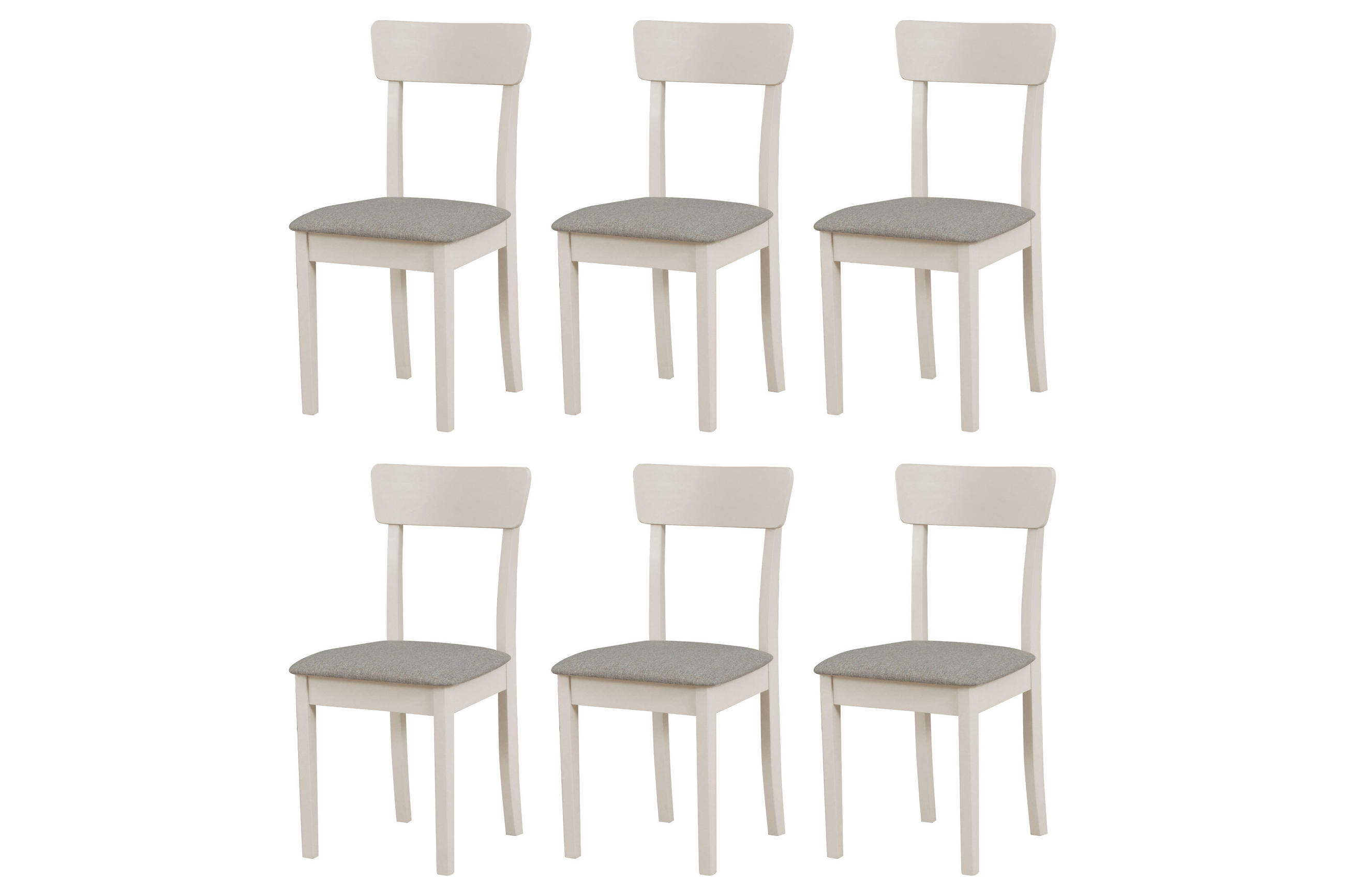 STUHL Hugo 1 (6er Set) - Beige/Cappuccino, Holz (43/86/40cm) - Leaf Design