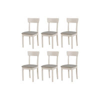 STUHL Hugo 1 (6er Set) - Beige/Cappuccino, Holz (43/86/40cm) - Leaf Design