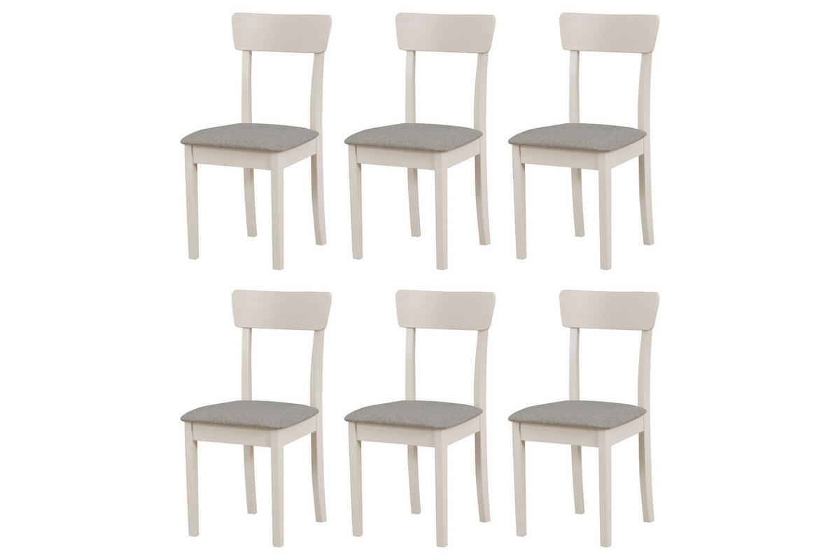 STUHL Hugo 1 (6er Set) - Beige/Cappuccino, Holz (43/86/40cm) - Leaf Design