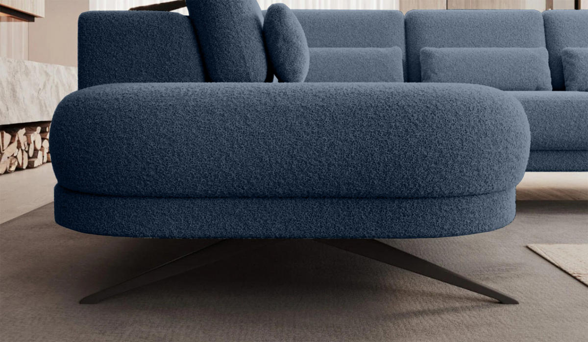 ECKSOFA ILUSIO L 250x205cm, Schlaffunktion, Blau, Links - Blau, Holz/Textil (205/248cm) - DomoHome