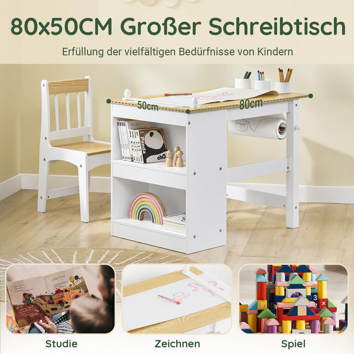 KINDERSITZGRUPPE Weiß - Weiß, Holzwerkstoff (80/66/50cm) - SoBuy