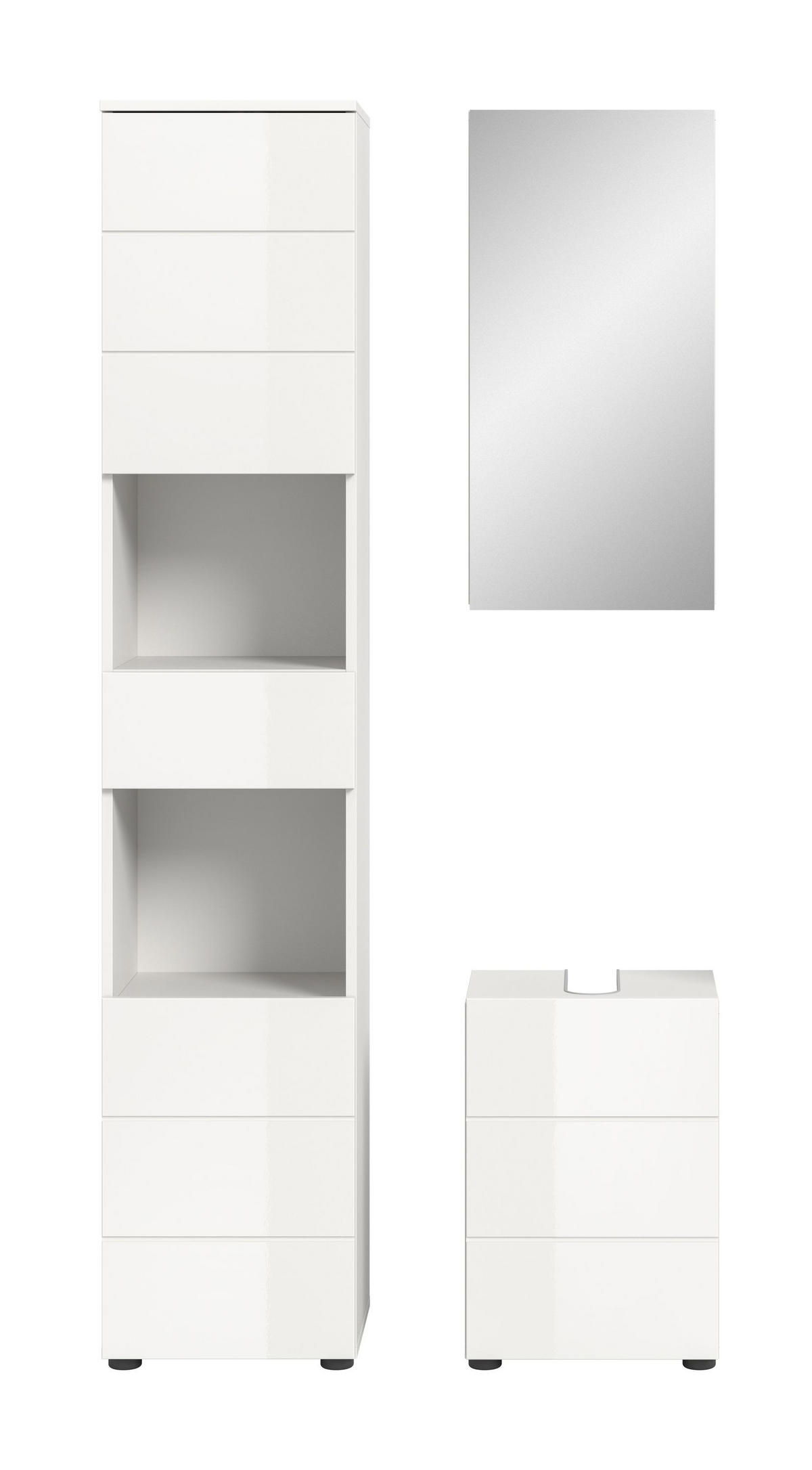 BADMÖBEL Set Vira 3tlg. Bad Kombination in Weiß (B/H/T: 91x190x34 cm) - Weiß, Holz (91/190/34cm)