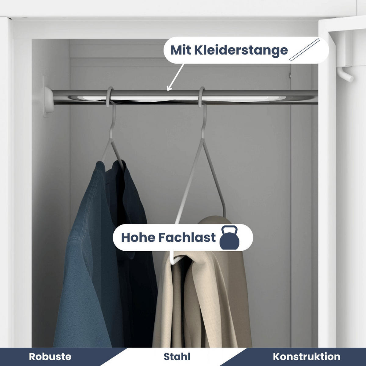 UMKLEIDESCHRANK Spind TOKIO 6 Abteile 185x90x45cm Weiß - Weiß, Metall (90/185/45cm) - DELUKE