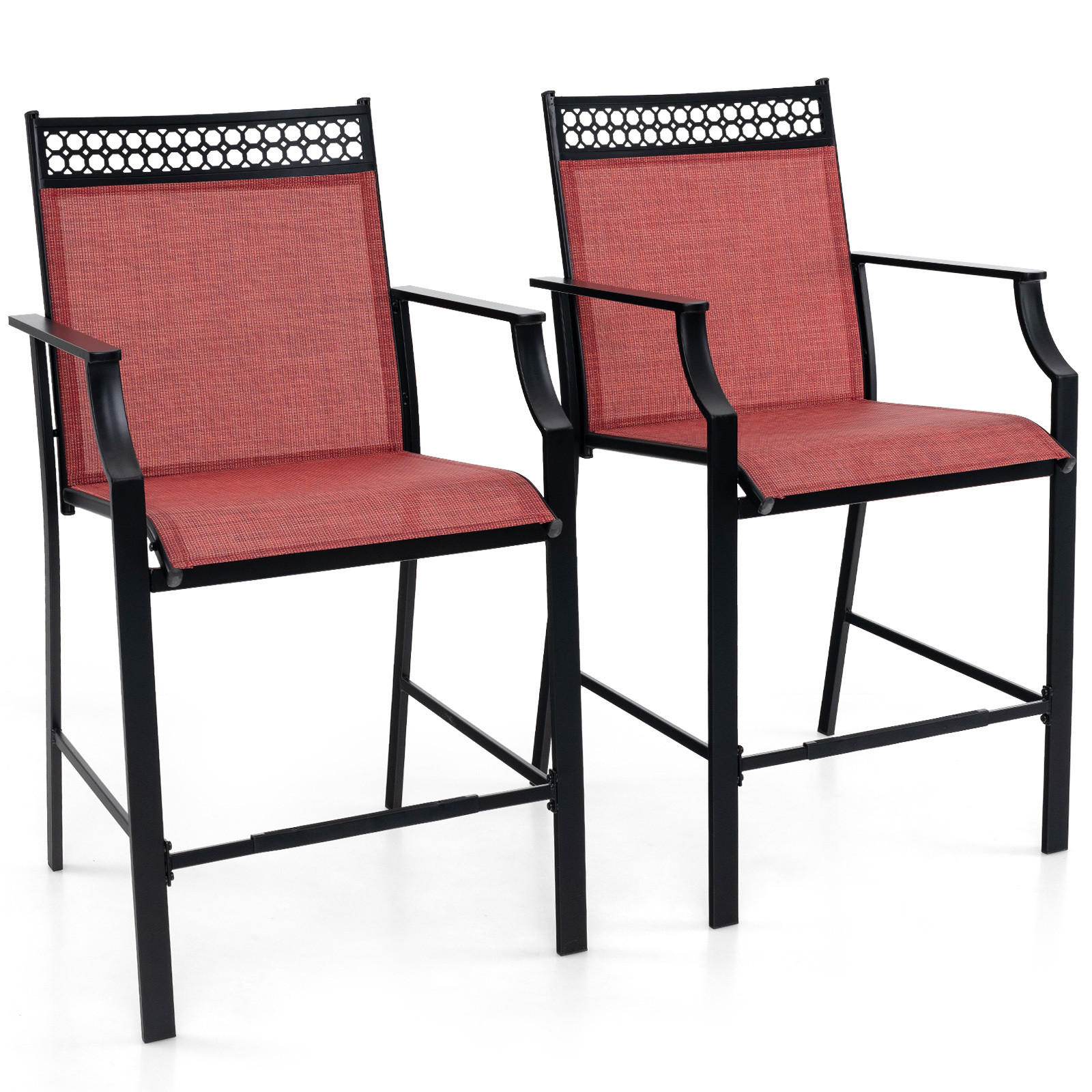 GARTENSTÜHLE Rot(2er-Set) - Rot, Metall (62/114/66cm) - COSTWAY