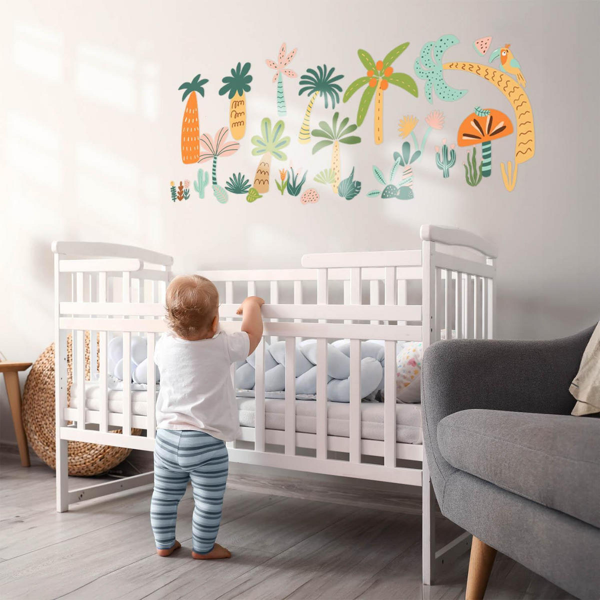 WANDAUFKLEBER 80x112cm - Tropische Vegetation - Multicolor, Kunststoff (80/112/0.1cm) - Wallfluent