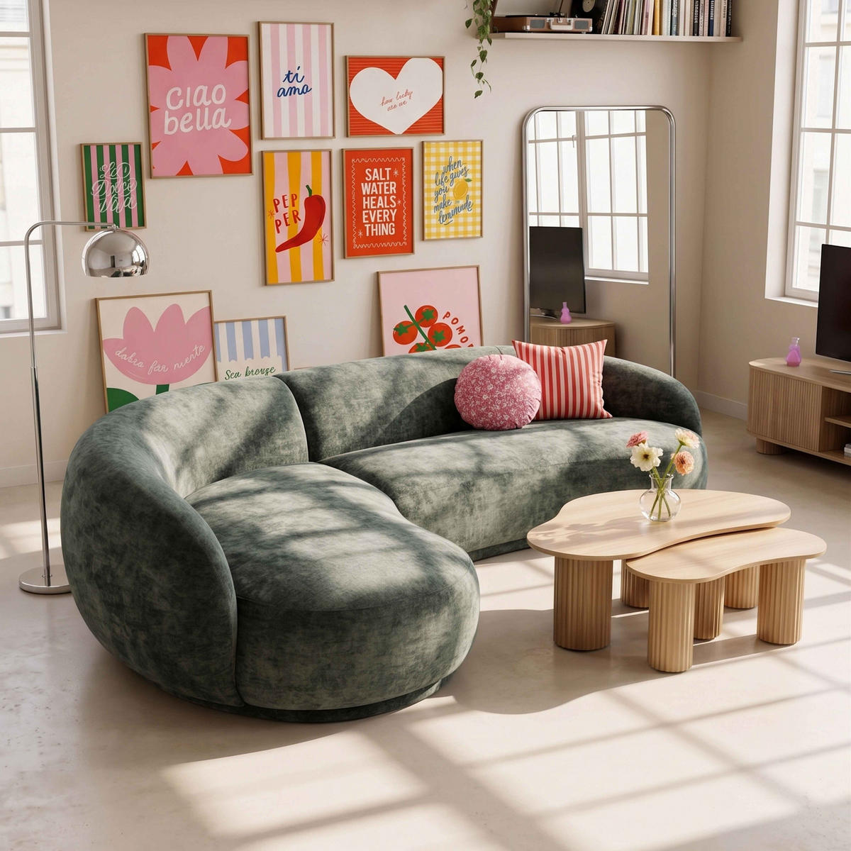 COUCHTISCH, Beigefarbe - Beige, Holz (60/100/38cm) - Oviala