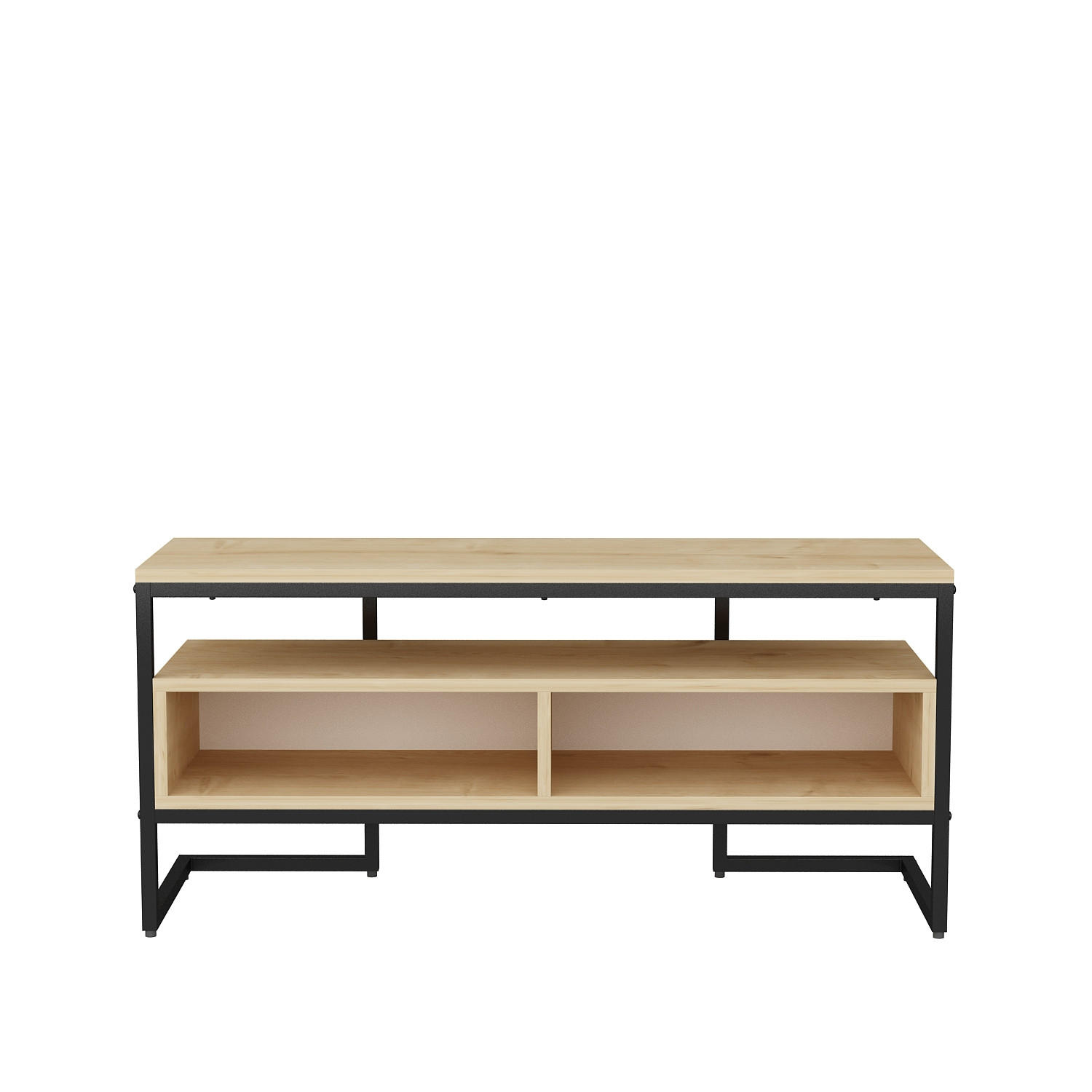 TV-ELEMENT Merrion Schwarz und Eiche Safir - Eichefarben/Schwarz, Holzwerkstoff (111/51/35cm) - Decorotika