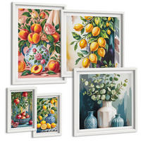 BILDER SET 5er Set - 50x50 cm & 20x30 cm & 40x60 cm Weißer Rahmen - Amalfi-Zitronen und -Orangen - Weiß, Kunststoff (40/60cm) - TULUP