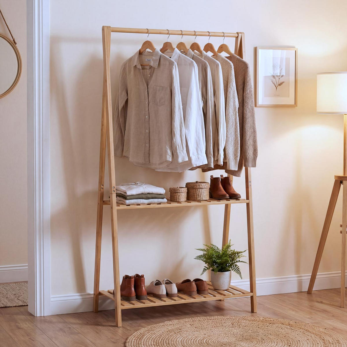 STANDGARDEROBE Hellbraun - Hellbraun, Holz (70/130/44cm) - MCW