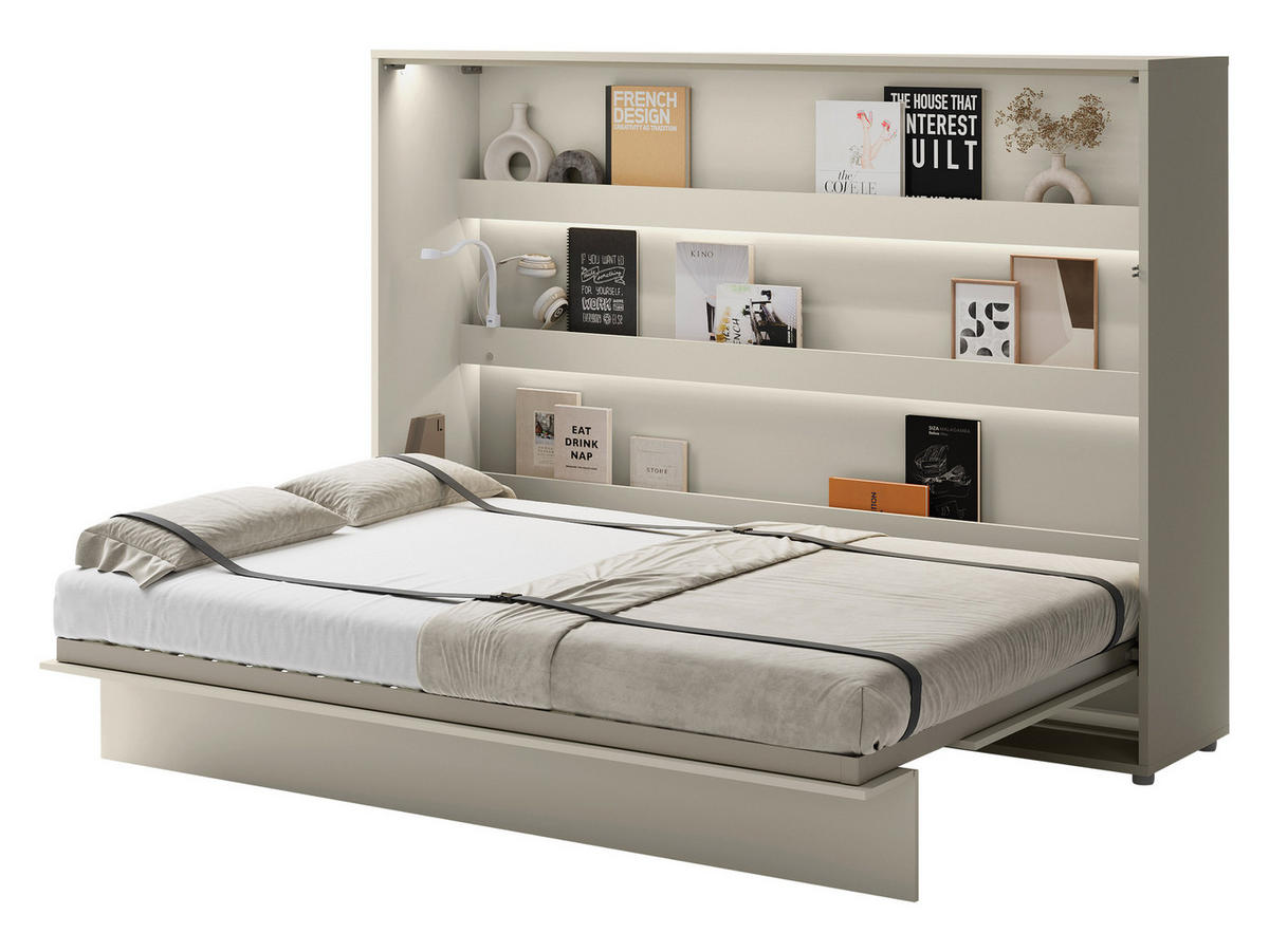 SCHRANKBETT Bed-Concept BC-04 140x200 mit LED-Lampe - Kaschmir/Grau, Holz/Holzwerkstoff (140/200cm) - MIRJAN24