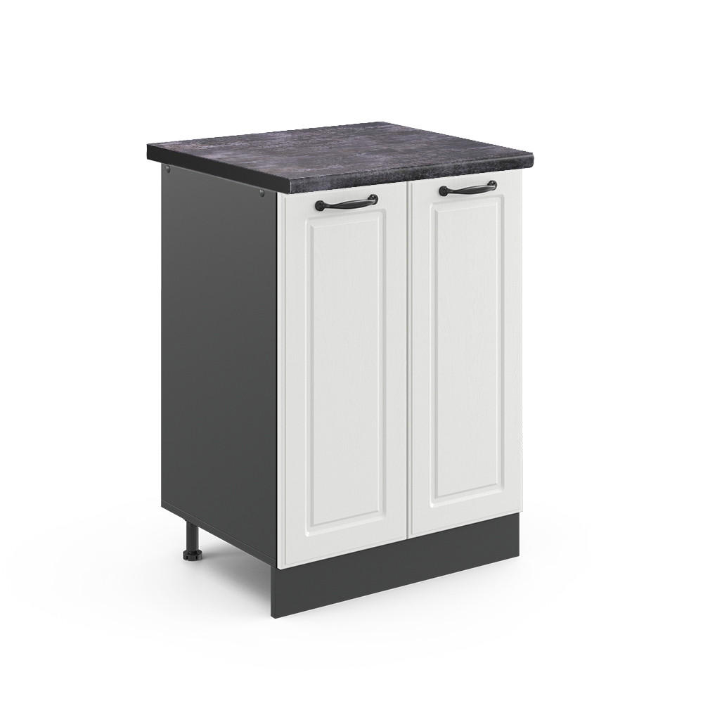 KÜCHENUNTERSCHRANK R-Line Weiß Landhaus 60 cm, AP Anthrazit - Anthrazit/Creme, Holzwerkstoff (60/81.6/60cm) - Vicco