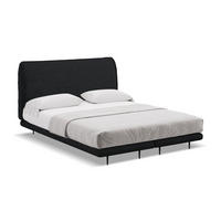 POLSTERBETT Doppelbett mit Matratze Bouclé Stoff Schwarz - Schwarz, Textil/Metall (140/200cm) - Makamii