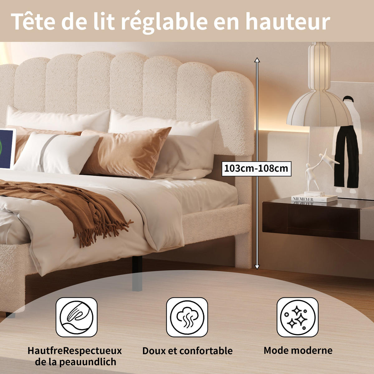 POLSTERBETT 160x200 cm, Beige, Schublade und USB - Beige, Textil/Metall (160/200cm)