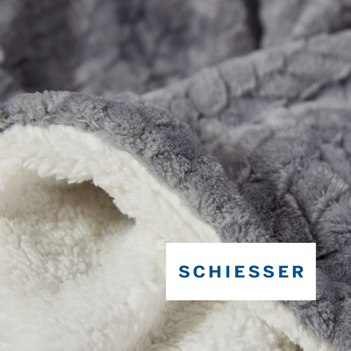 SHERPA-DECKE Elsa - Fleece mit Sherpa-Rückseite - 150x200 cm - Dunkelgrau - Dunkelgrau, Textil (150/200cm) - SCHIESSER