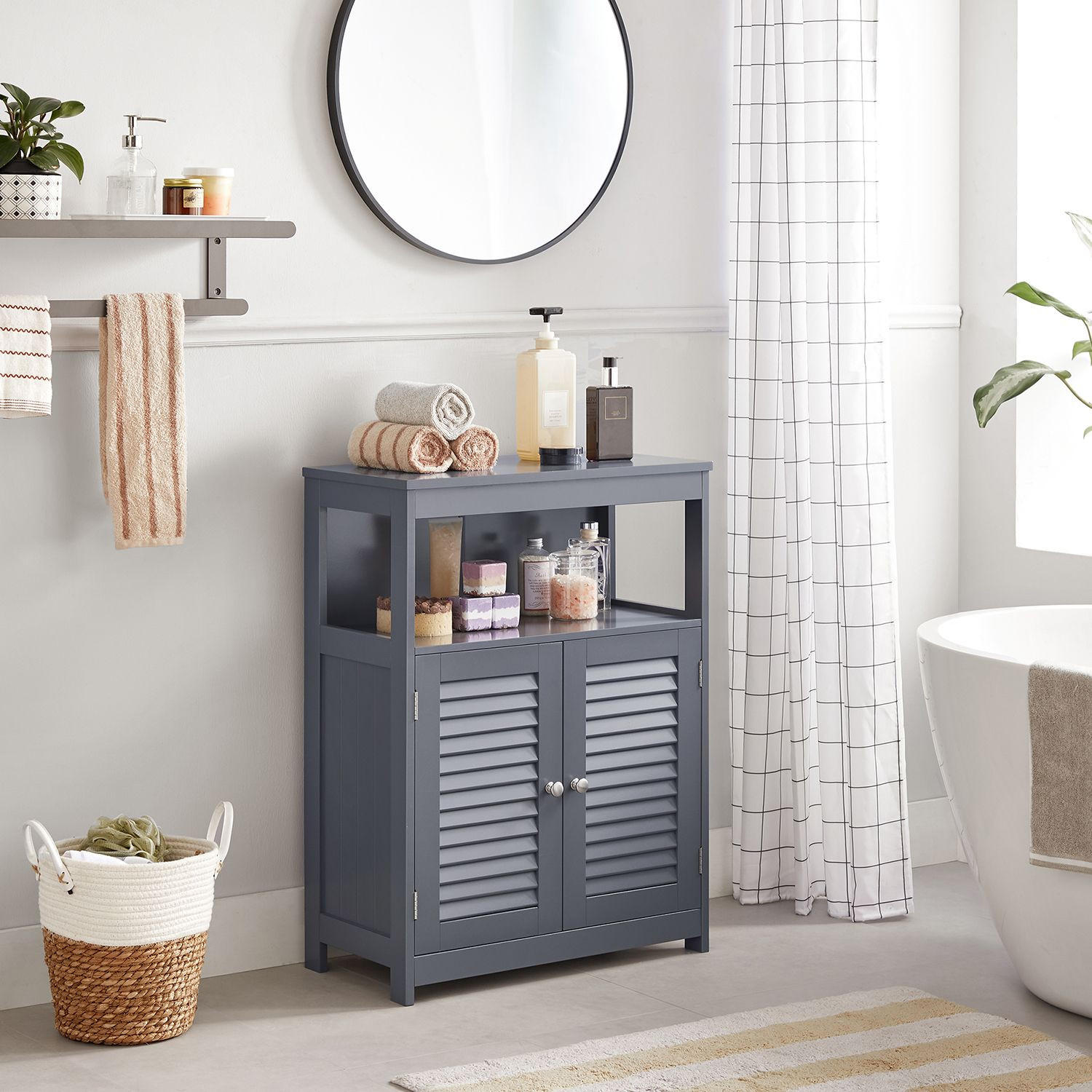BADEZIMMERSCHRANK ALMATY - Grau, Holzwerkstoff (60/80/30cm) - Hansiro