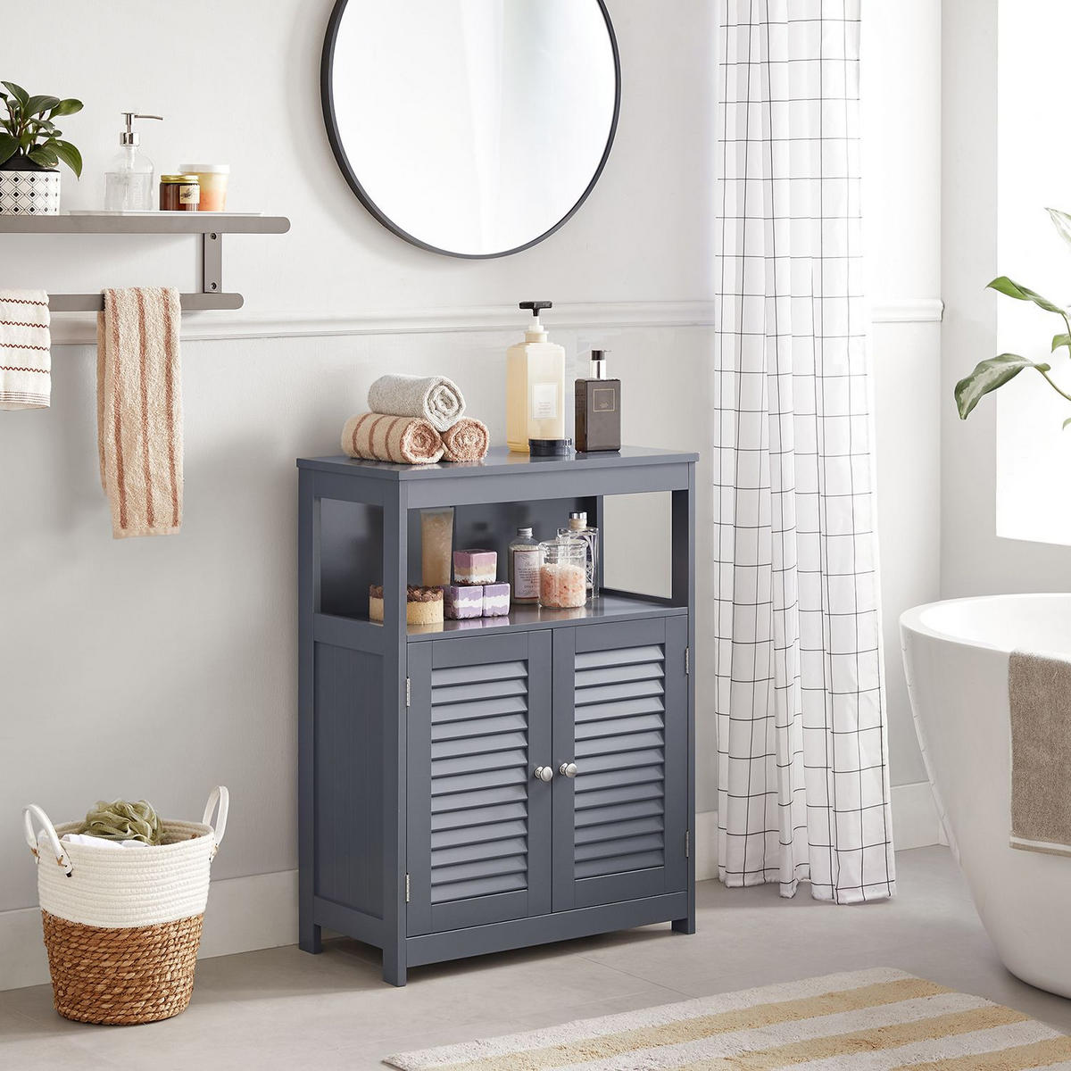 BADEZIMMERSCHRANK ALMATY - Grau, Holzwerkstoff (60/80/30cm) - Hansiro