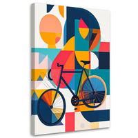 LEINWANDBILD Abstraktion Fahrrad inspiriert vom Bauhaus 80x120cm - Multicolor, Textil (80/120cm) - Feeby