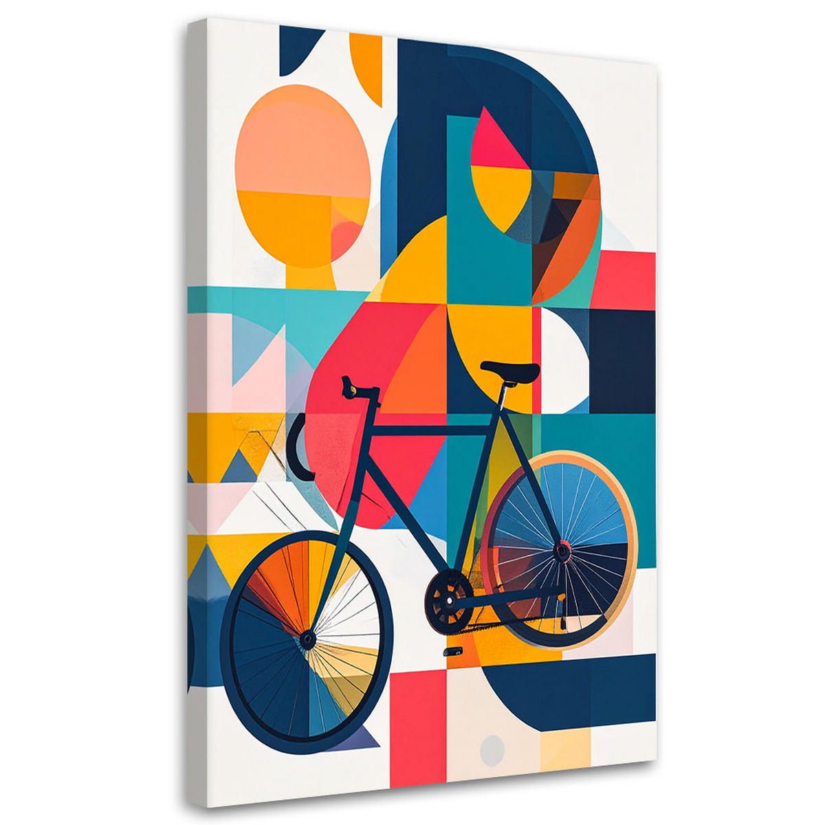 LEINWANDBILD Abstraktion Fahrrad inspiriert vom Bauhaus 80x120cm - Multicolor, Textil (80/120cm) - Feeby