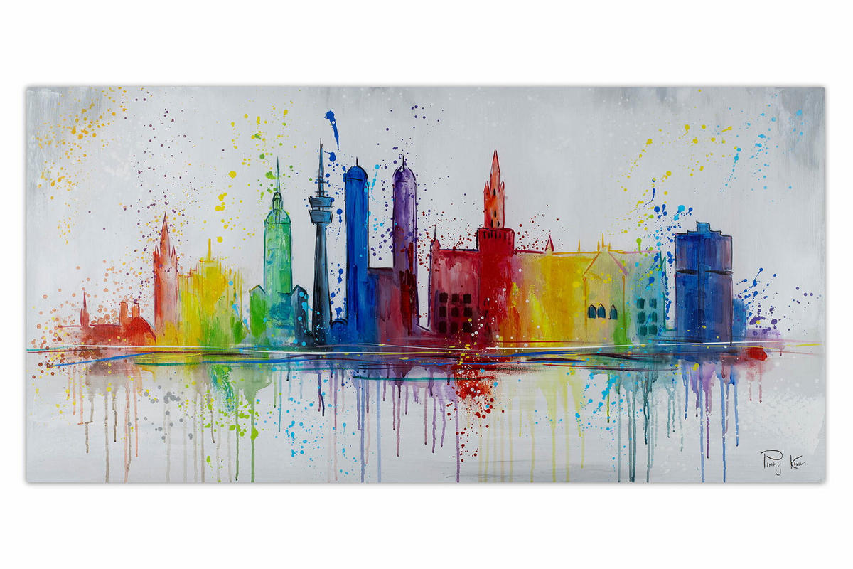 ACRYLBILD HANDGEMALT 120/60 cm - Multicolor/Grau, Holz/Textil (120/60cm) - KUNSTLOFT