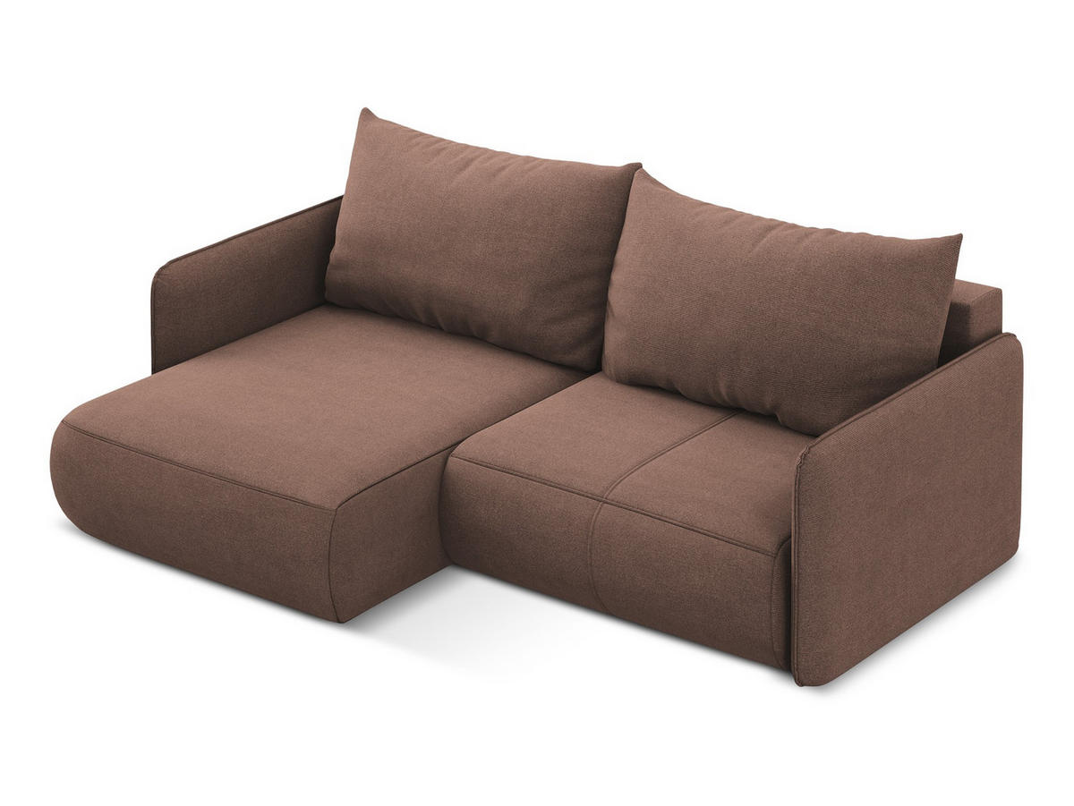 ECKSOFA mit Schlaffunktion Strukturstoff Stoff Pink - Pink/Hellrosa, Kunststoff/Textil (148/207cm) - Makamii
