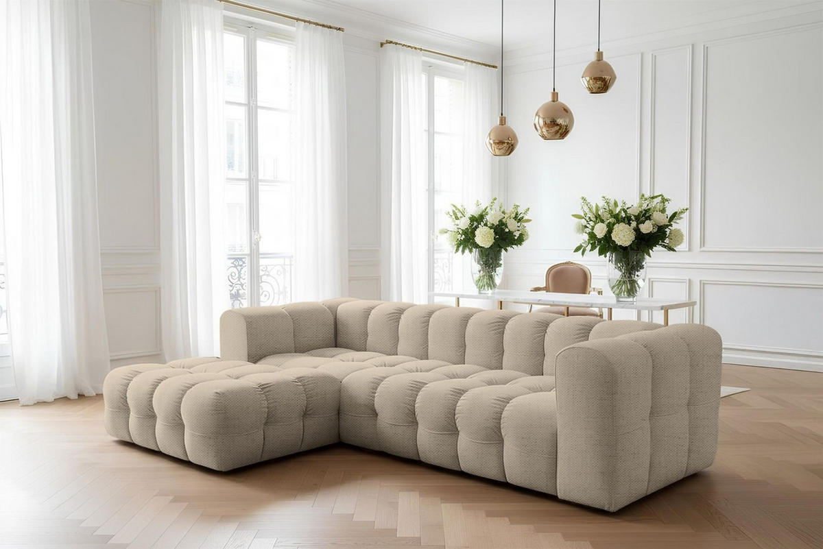 ECKSOFA Solvie In Moly - Beige, Holzwerkstoff/Textil (193/290cm) - Fun Möbel