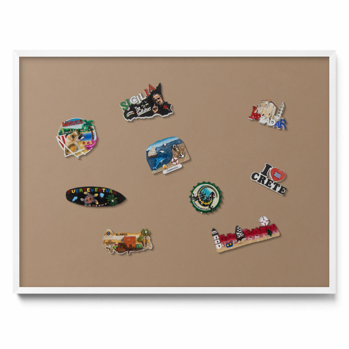 MAGNETTAFEL 80x60 cm Weißer Rahmen Hellbraun - Wengefarben, Metall (80/60/0.4cm) - TULUP