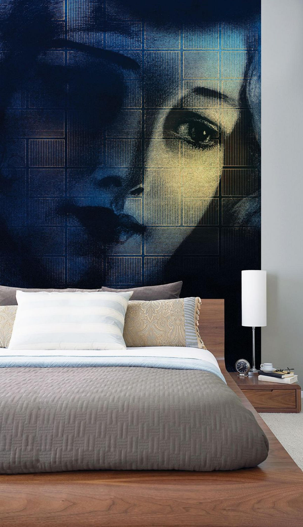 FOTOTAPETE Gesicht 200 x 280 cm - Blau, Papier (200/280cm) - Sanders & Sanders