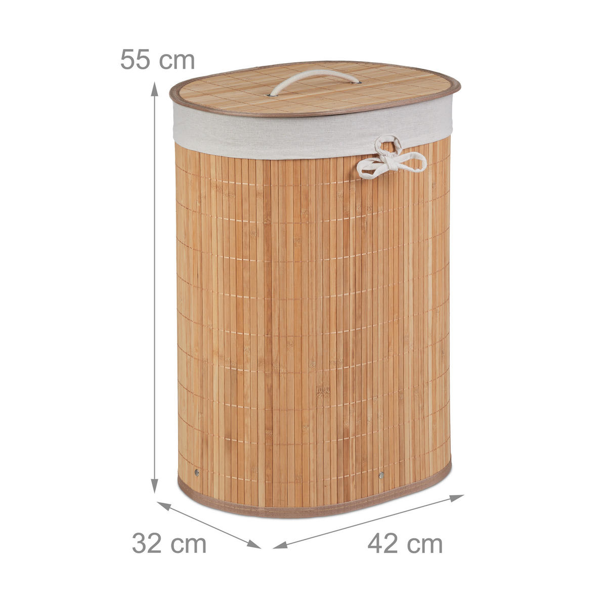 WÄSCHEKORB - Hellbraun, Holz/Holzwerkstoff (42/55/32cm) - Relaxdays