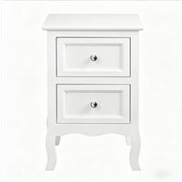 NOČNÍ stolek 40/60/30 cm bílý z MDF a kovu se dvěma zásuvkami - bílá, kompozitní dřevo (30/60/40cm) - OKWISH