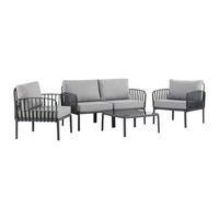 GARTENSITZGRUPPE im Set - 4 Personen - Plastik - Anthrazitgrau - Anthrazit, Kunststoff - Vente-Unique