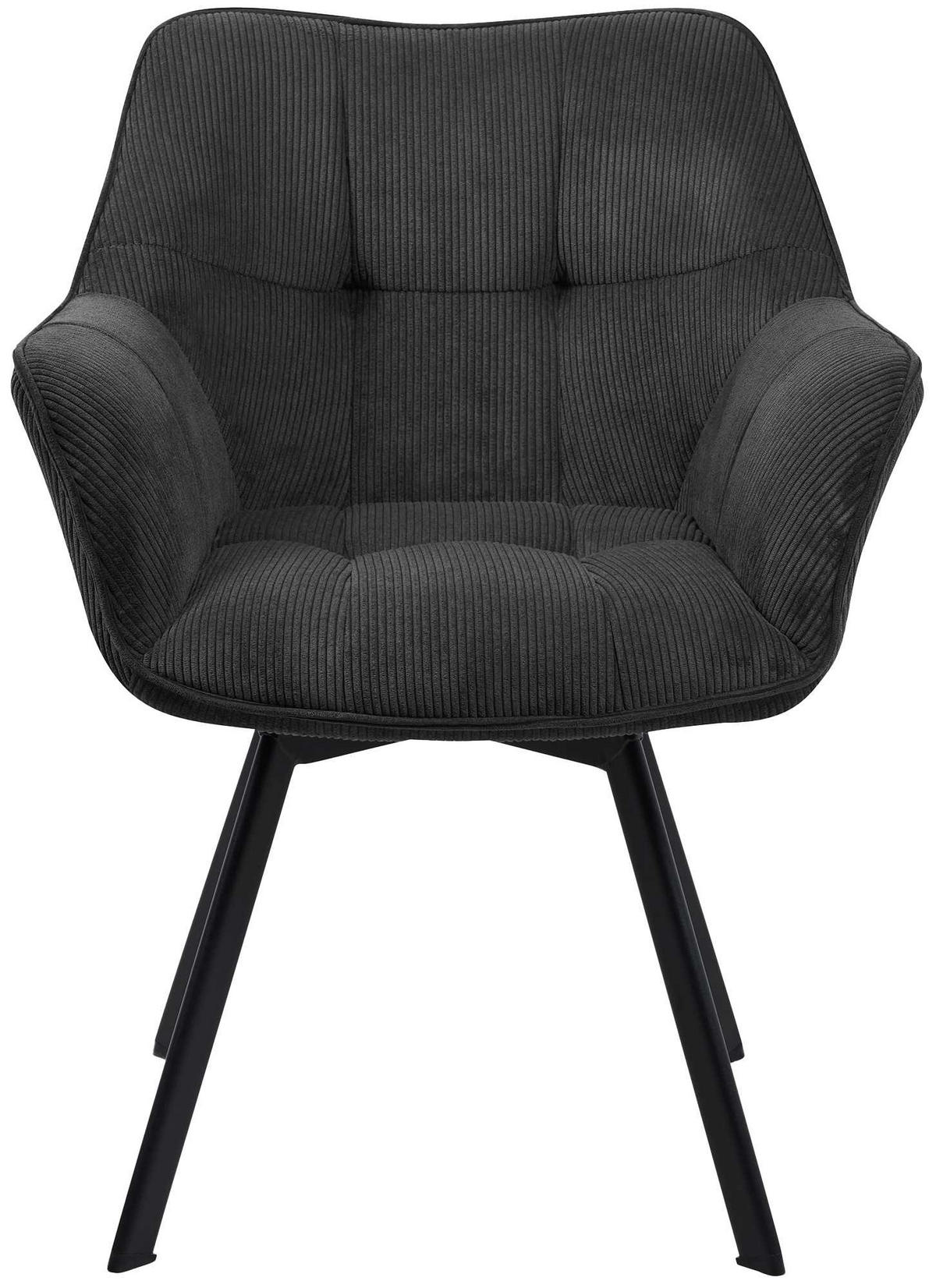 ARMLEHNENSTUHL Cord Schwarz - Schwarz, Textil/Metall (60/81/59cm) - CLP