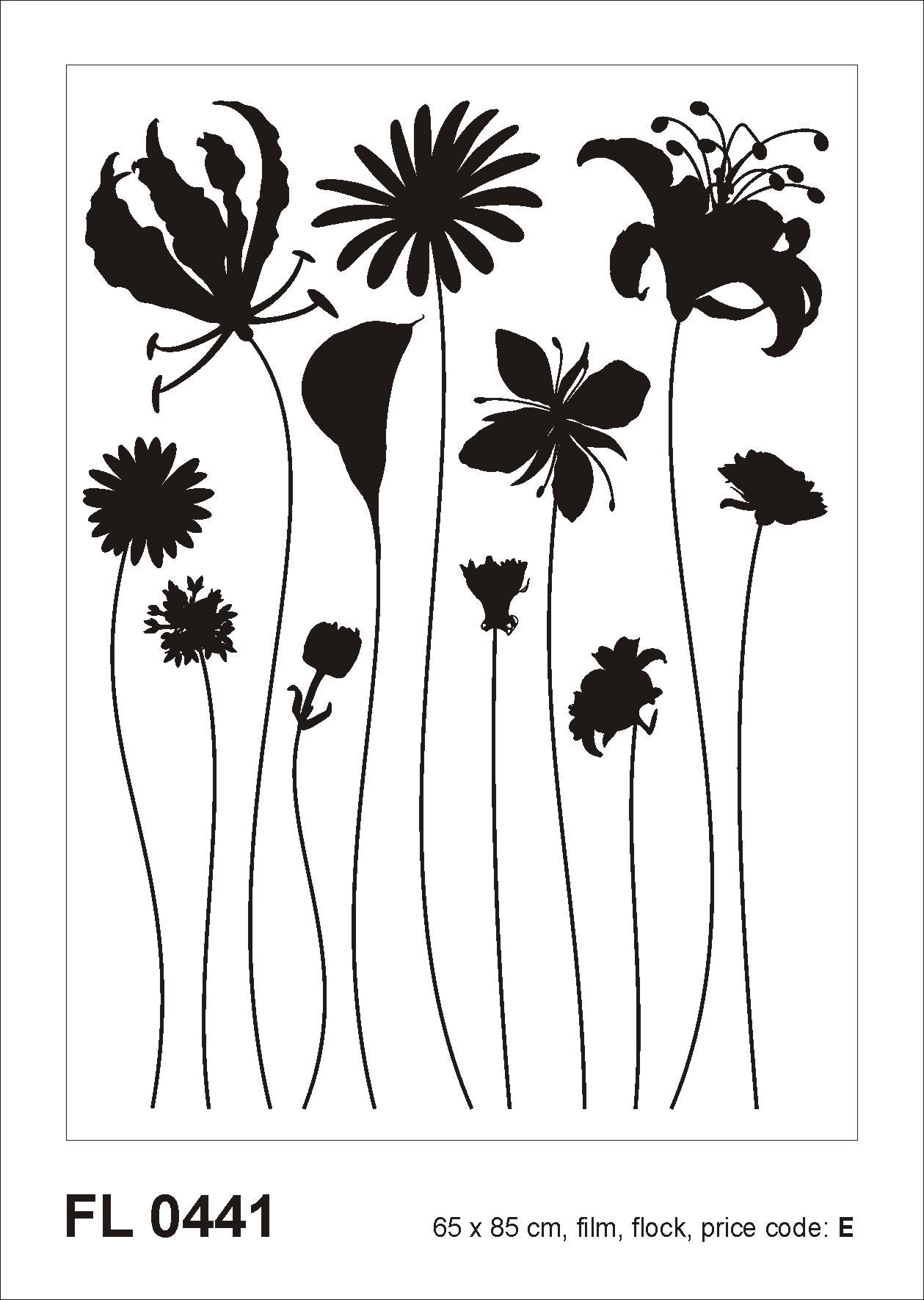 WANDTATTOO Blumen 65 x 85 cm - Schwarz, Papier (85/65/65cm) - Sanders & Sanders