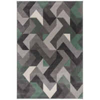 TEPPICH 3D-Relief-Design, handgeschnitzt NIDD RUTH, Grün-Grau 200x290 cm - Grün, Textil (200/290cm) - KADIMA DESIGN