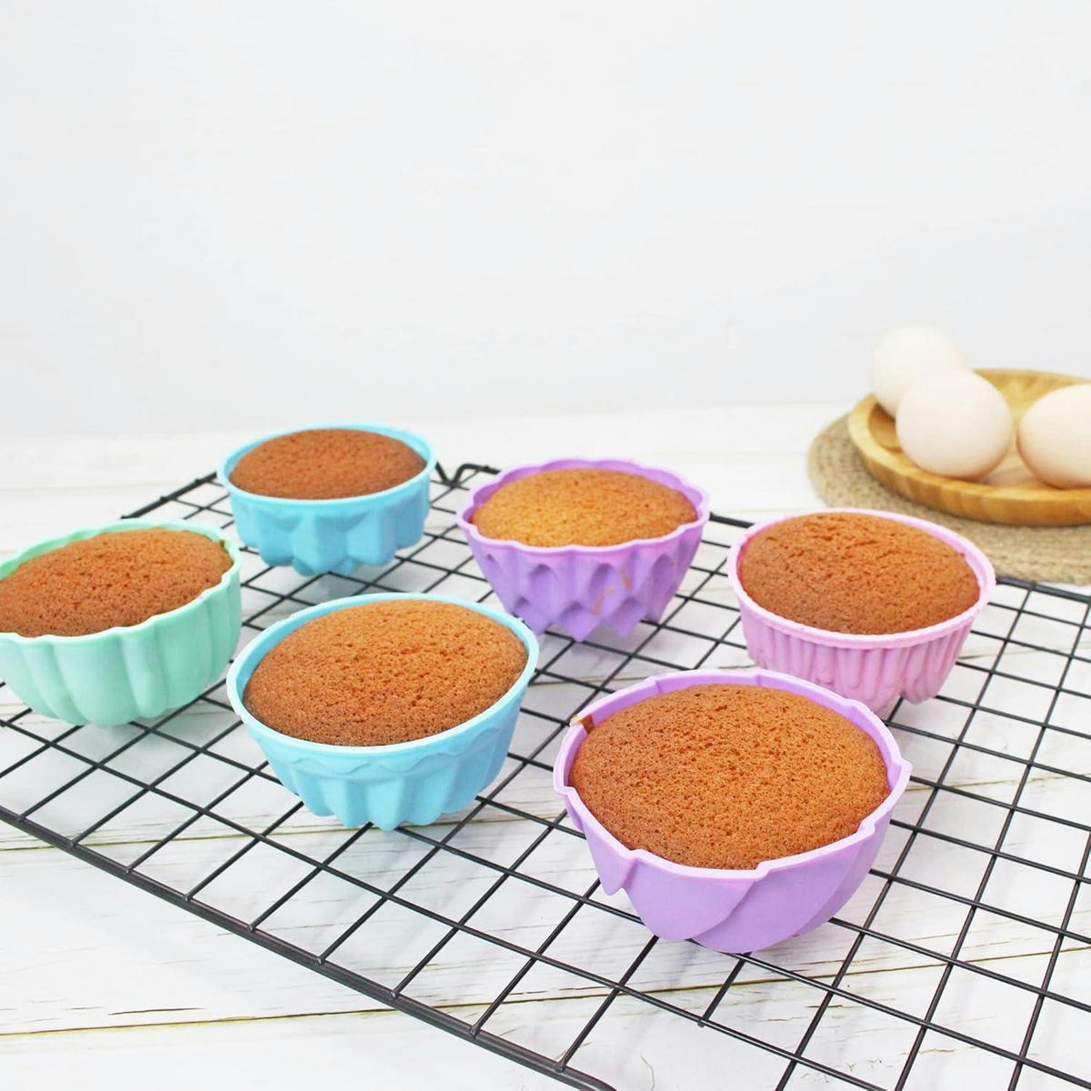 MUFFINBACKFORMEN 24 Stück Set Silikon 7,6 cm - Multicolor, Kunststoff (7.6/3.7/7.6cm)