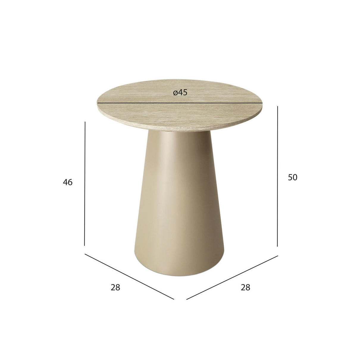 COUCHTISCH rund Beige 45/45/50 cm - Beige, Holzwerkstoff (45/45/50cm) - Furnhouse