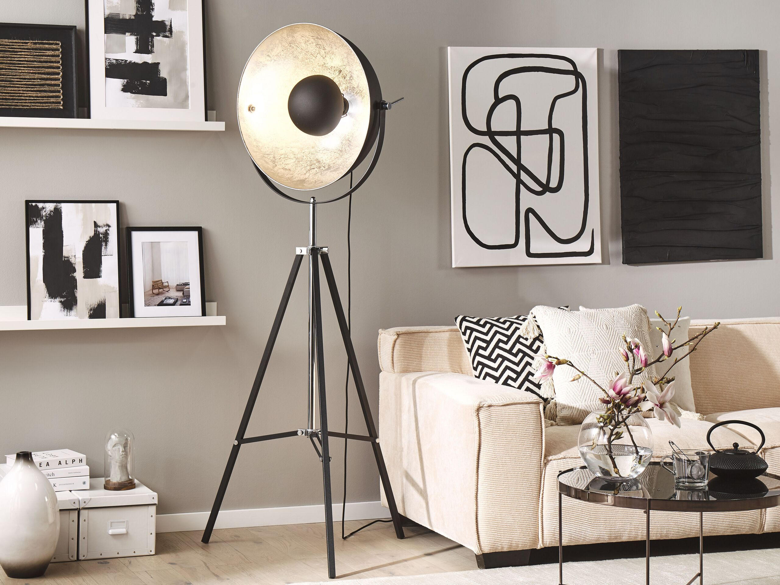 STEHLAMPE Thames 60/60/170 cm - Schwarz, Metall (68/53/165cm) - Beliani