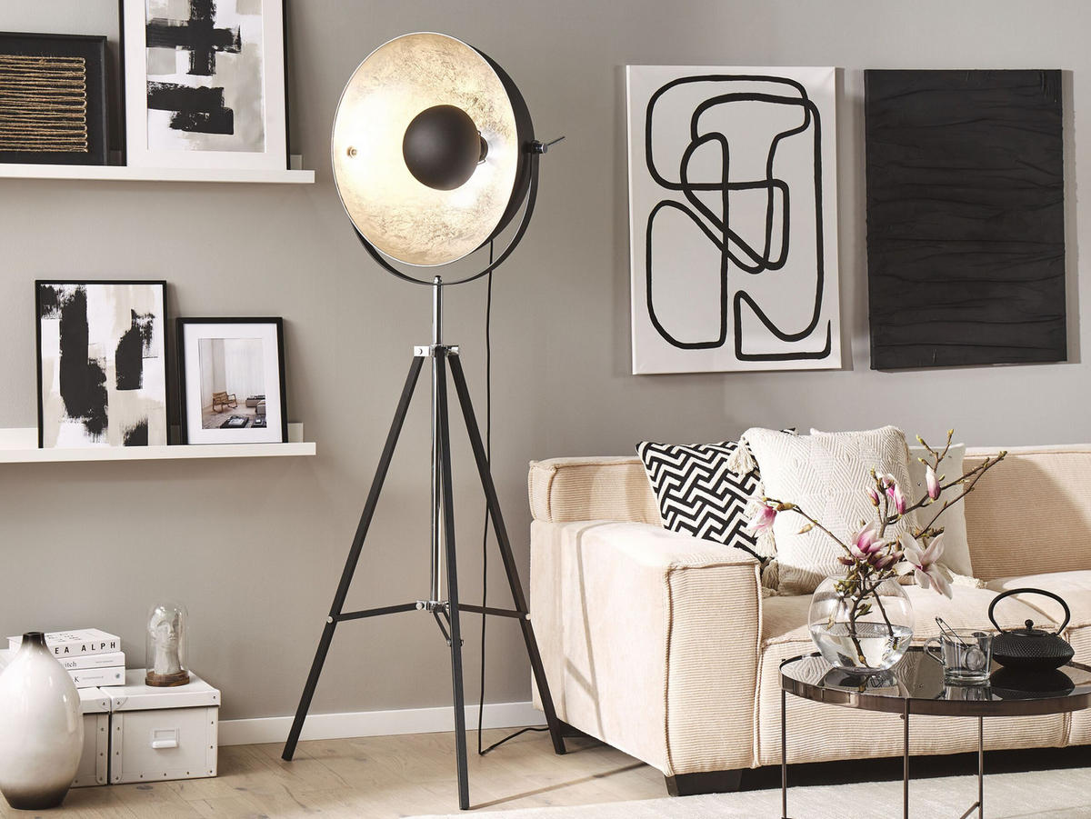 STEHLAMPE Thames 60/60/170 cm - Schwarz, Metall (68/53/165cm) - Beliani