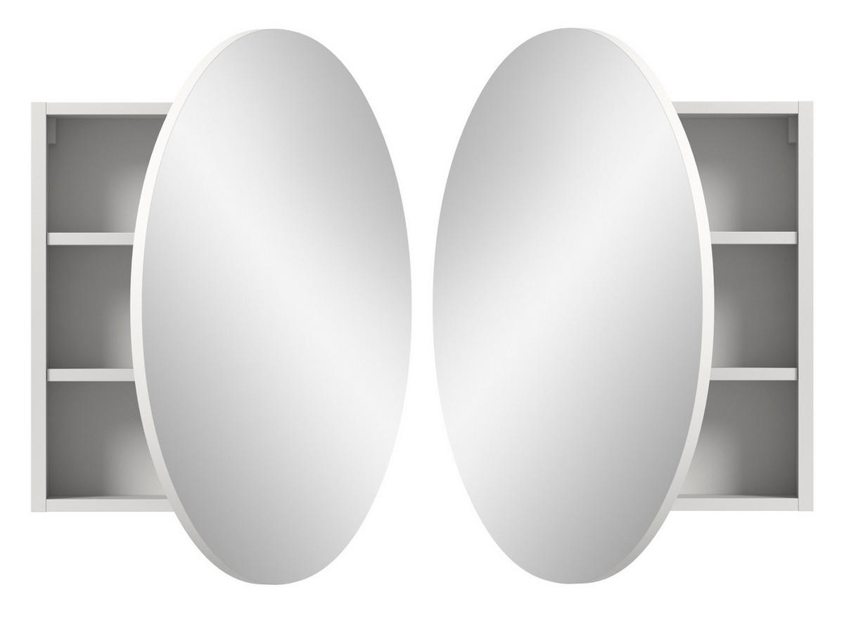 SPIEGELSCHRANK weiß 70 cm, Badschrank rund mit Soft-Close - Weiß, Glas/Holzwerkstoff (70/70/18cm) - Inn.Furn