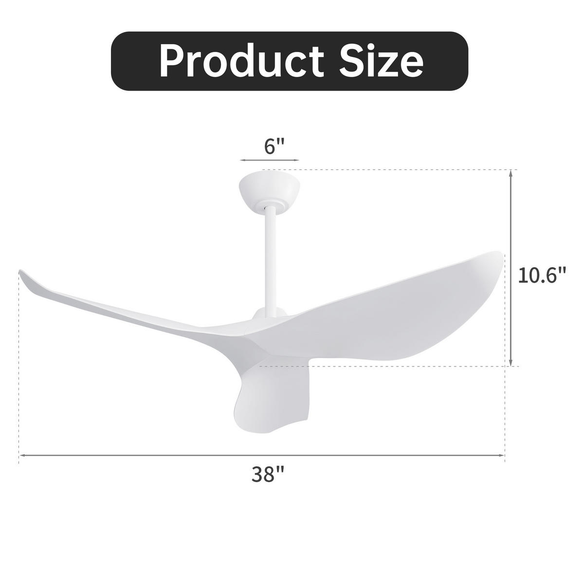 DECKENVENTILATOR 38Zoll Ohne Licht DC Motor Fernbedienung - Weiß, Kunststoff (96.5/96.5/27cm) - CASIVA