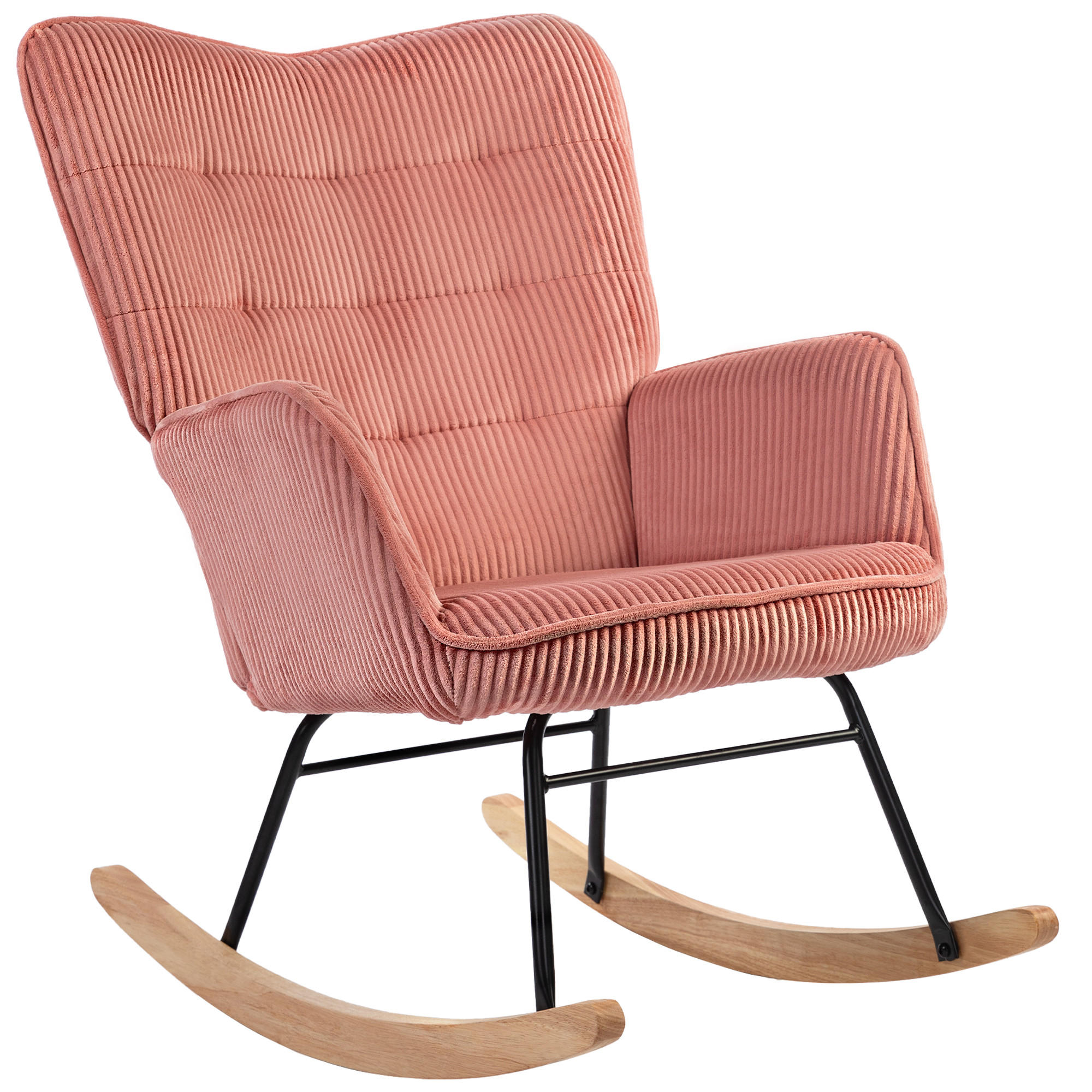 SCHAUKELSTUHL, Schaukelsessel mit Kordoptik, Armlehne für Wohnzimmer, Rosa - Dunkelrosa, Kunststoff (98/101/71cm) - HOMCOM