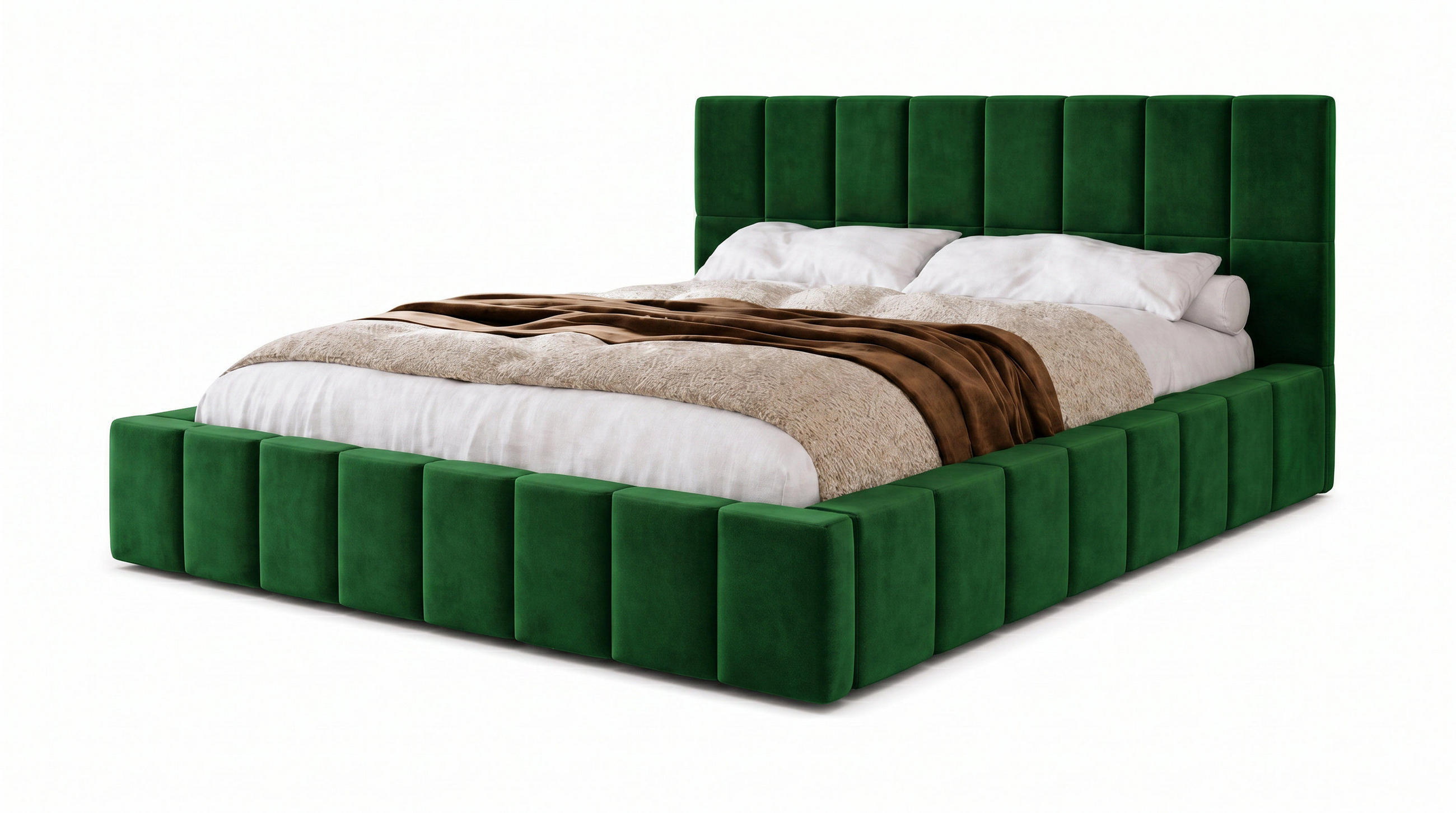 POLSTERBETT 140x200 cm, Alma, Doppelbett mit Bettkasten, Lattenrost aus Holz, Velourstoff, Grün - Grün, Holz/Textil (140/200cm) - Marpur