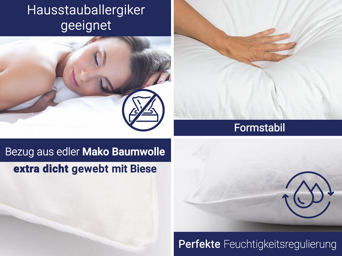 KISSEN, 80x80 cm, 80% Federn, 20% Daunen, Weiß - Weiß, Textil (80/80cm) - Zollner