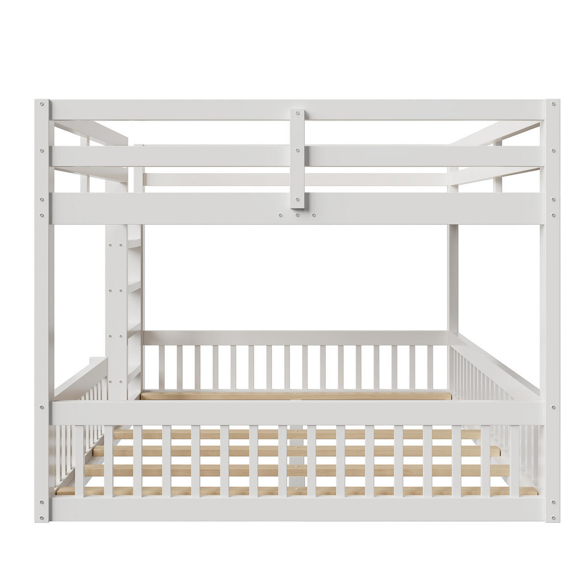 ETAGENBETT 160/200 cm mit Geländern, DE-41831, in Weiß - Weiß, Holzwerkstoff (160/200cm) - ComfortXL